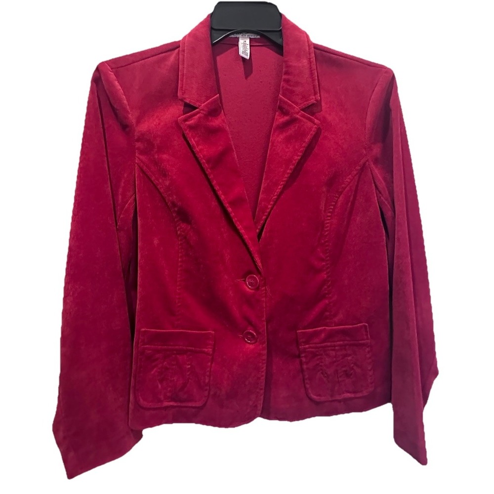 Kim Rogers Womens Textured Notched Blazer Sz 14 Button Front Long Sleeve Pockets
